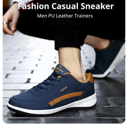 Leather Sneakers for Men, Casual Shoes, Soft Sole, Outdoor Walking Shoes, Sports, Four Seasons