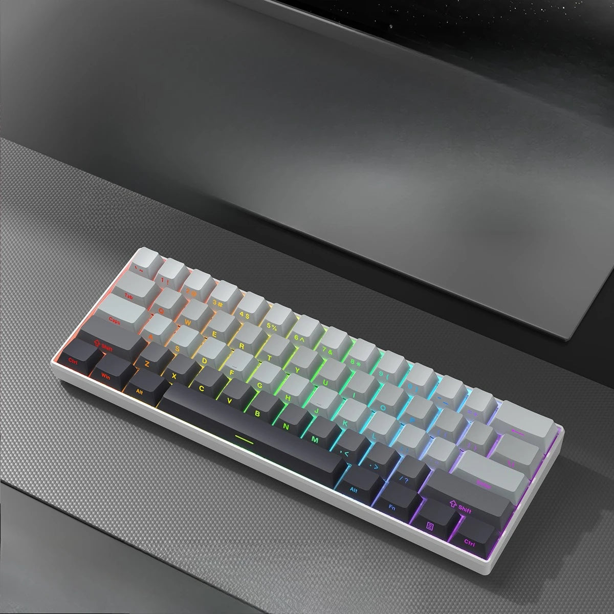Wireless Gaming Mechanical Keyboard  Bluetooth 60 Percent RGB White Triple Mode Portable Keyboards  key board claviers teclado