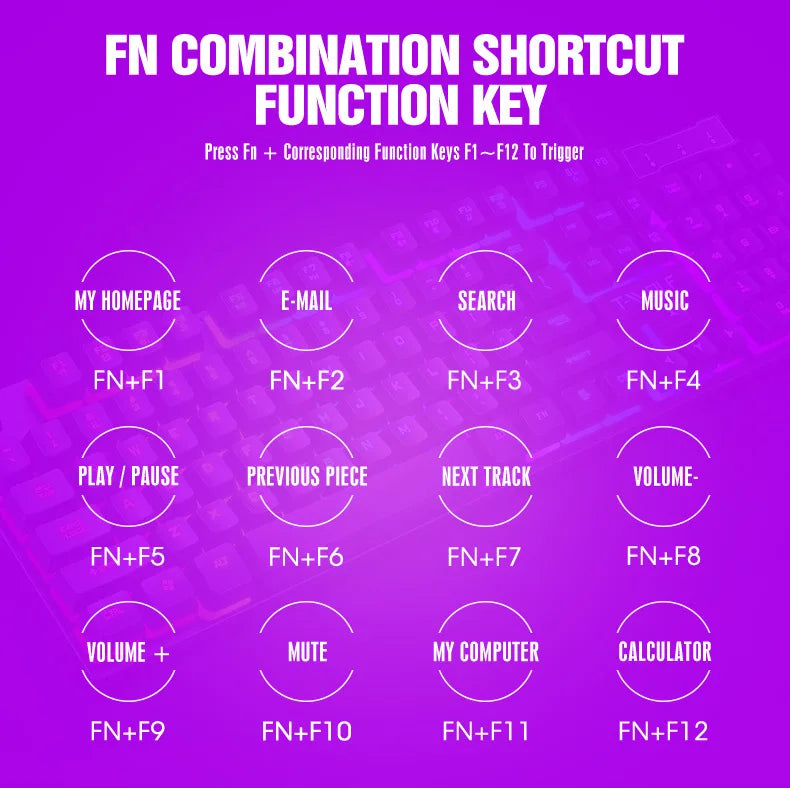 Mechanical feel Gaming Keyboard Light Backlit RGB wired keyboard USB office home  media keys Russian Spanish Arabic English