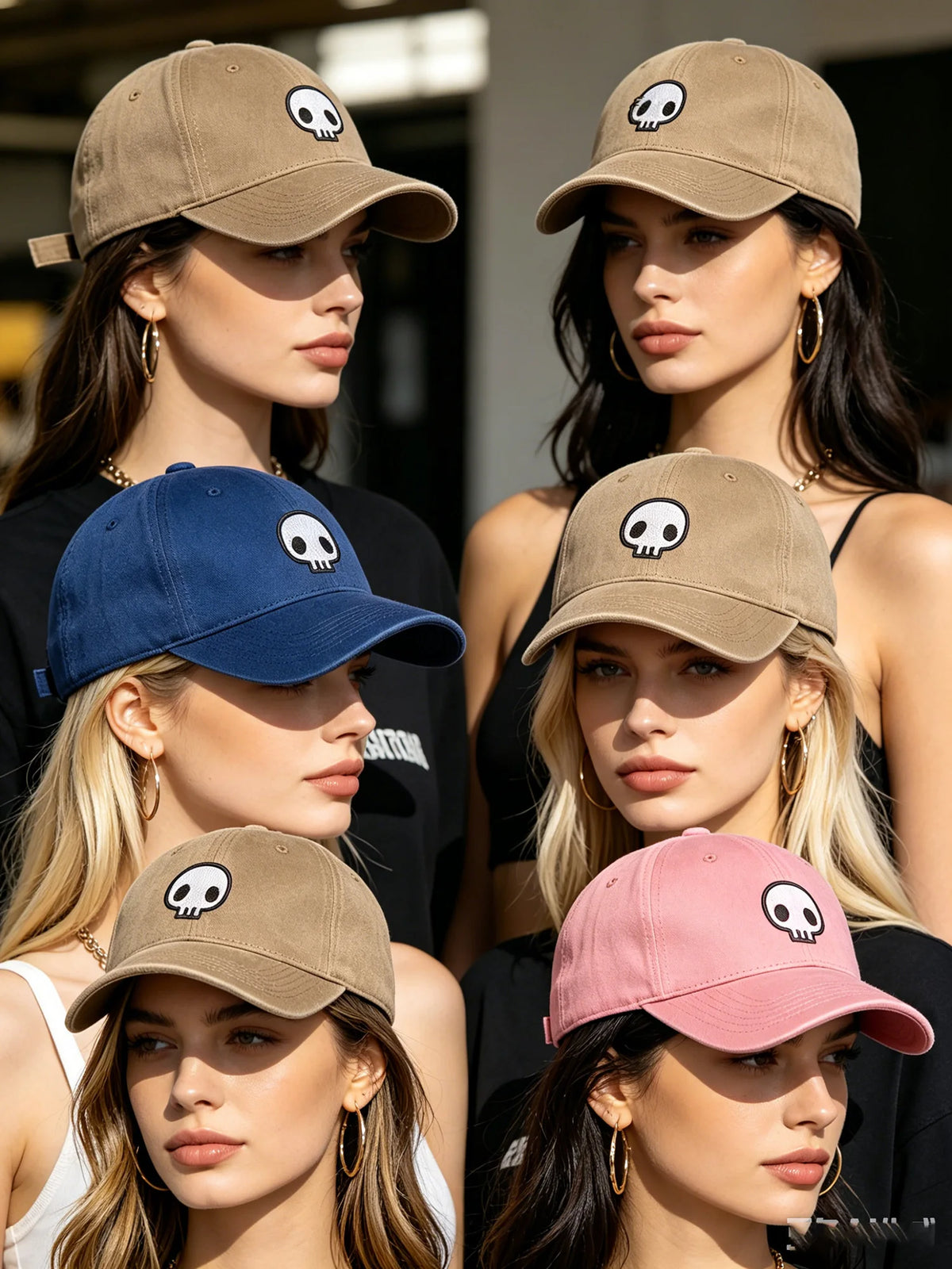 Retro stiliaus išplauta, susidėvėjusi beisbolo kepurė su išsiuvinėtu kaukolės motyvu, „Dad Hat“ stiliaus, vyrams ir moterims, kasdieninė, reguliuojama, lauko kepurė nuo saulės 260617