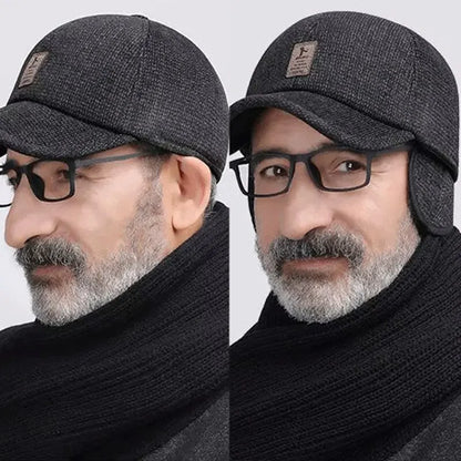 Baseball Cap Woolen Knitted Winter Ear Cover Baseball Cap Men Thicken Warm Hats with Earflaps Sport Golf Hats Snapback