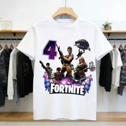 Detské narodeninové tričko Fortnite s číslom pre dievčatá a chlapcov, letné detské bavlnené tričko s krátkym rukávom na párty, darček pre batoľa