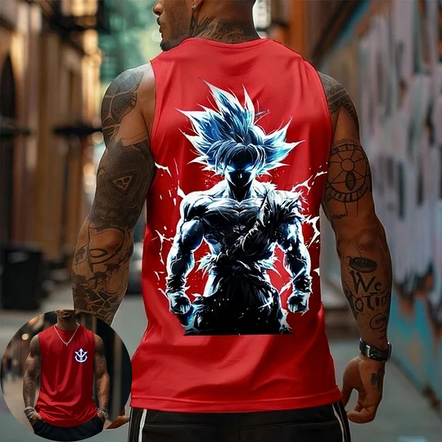 Dragon Ball Super Saiyan Sports Vest Men's and Women's Same Summer Fitness Running Street Breathable Sleeveless Top Anime Vest