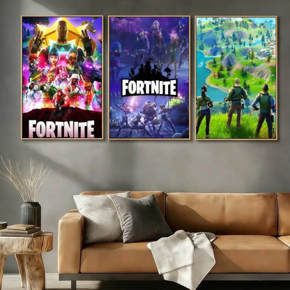 F-FORTNITES-ES Online Game Poster Stickers Art Print Retro Vintage Wall Decor HD Living Room Home Office Gift Occasion