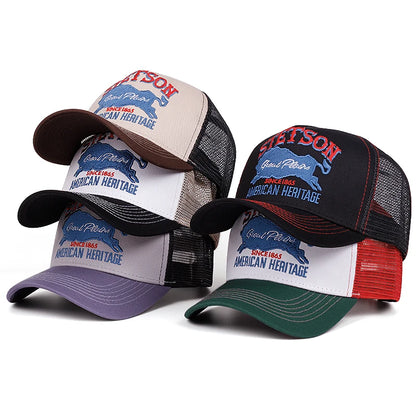 Personalizovaná čepice New Truck Hat STETSON Red Bear – prodyšná síťovaná čepice, streetová hiphopová čepice, pro každodenní nošení, sluneční kšiltovka
