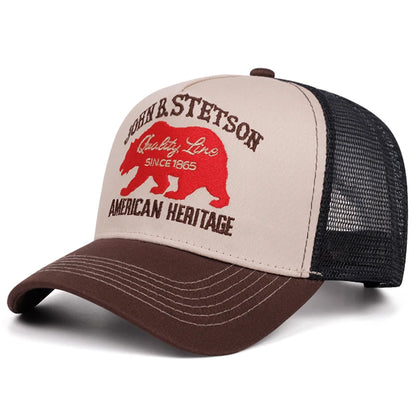 2025 Creative New Baseball Hat STETSON Red Bear Truck Hat Outdoor Sports Sunshade Hat Street Hip Hop Hat Daily Commuter Net Hat