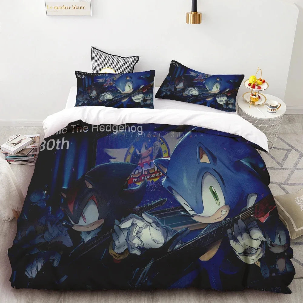 New Duvet Cover Sonic 3D Exquisite Cartoon Anime Digital Printing Bedding Set Comforter Bed Youth Home Decor Children Kids Boys