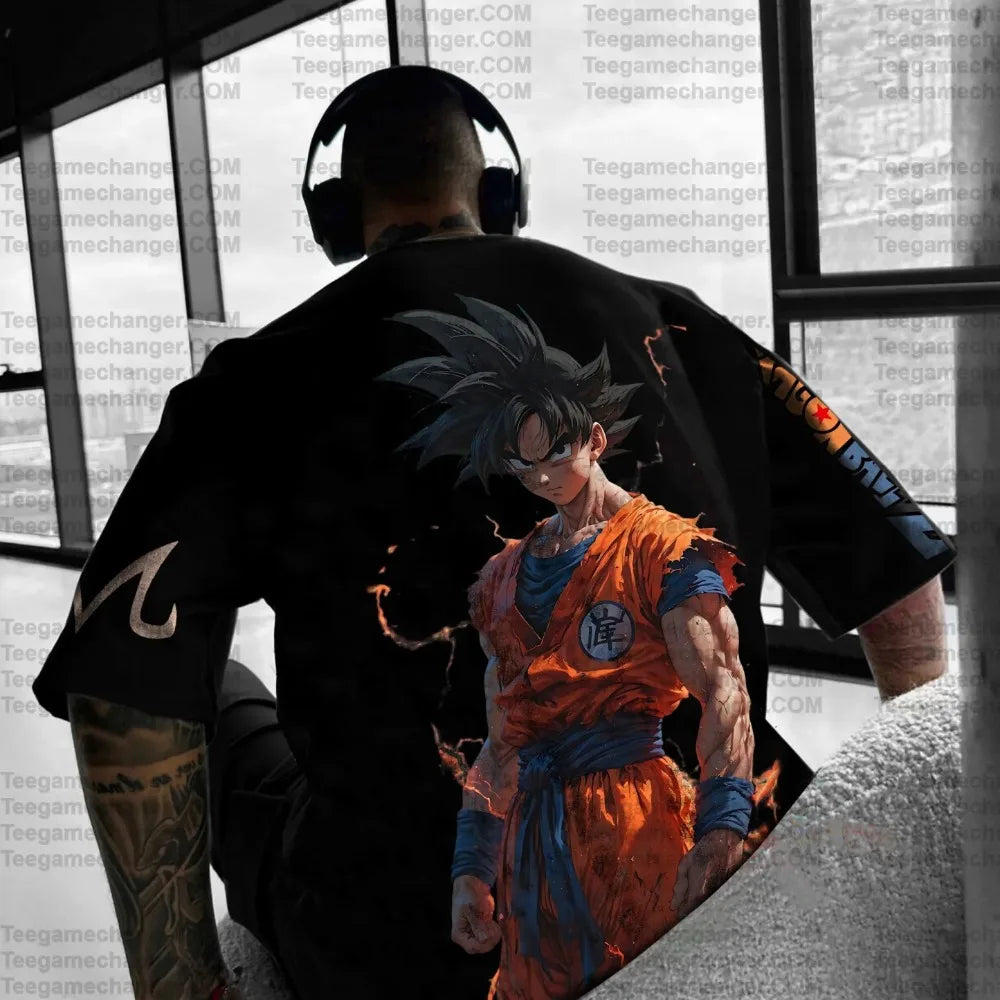 Camiseta de verano 2025 Son Goku Dragon Ball Anime para hombre, estilo Harajuku oversize retro urbano, tops unisex informales holgados de manga corta para mujer