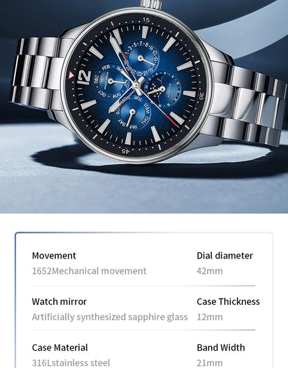 WM Watch Automatic Mechanical Watches Waterproof Multifunctional Business Men's Watches Watch WM160M