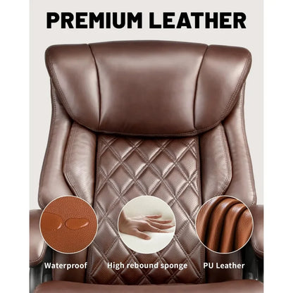 500Lbs Big Tall Office Chair, Wide Spring Seat Executive Design, 360 Swivel Desk Chair Heavy Duty Casters