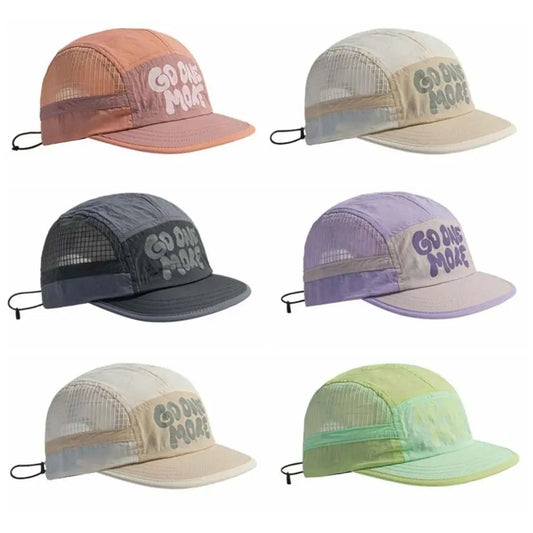 Soft Brim Quick-drying Baseball Cap Retro 5-panel Sun Protection Breathable Hat Casual Hip-hop Hat Mesh Running Caps