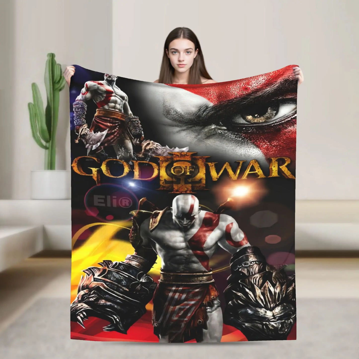 God of War Game Gamers Kratos Warm Blanket  Decorative Plush Throw Blanket Funny Couch Bed Flannel Bedspread Sofa Bed Cover