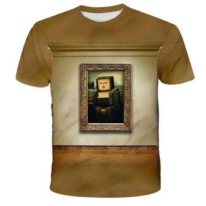 Boys T Shirt Minecraft Popular Tops 3D Printed Casual Summer Cute Boys Girls Building Blocks Cartoon T-shirt Inside Outside Mc
