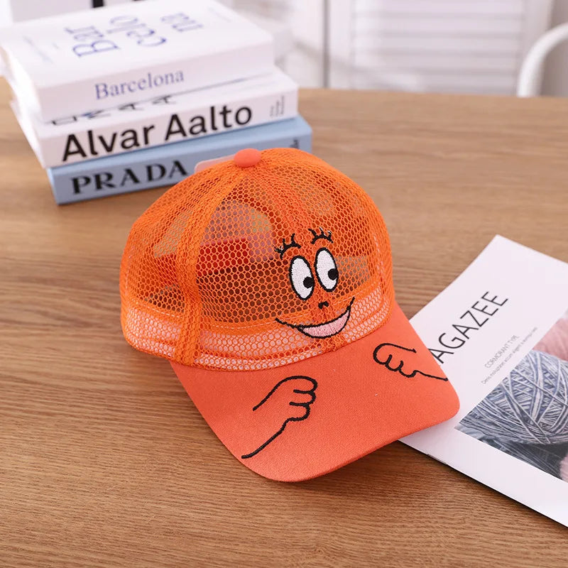 Nuovo cappellino estivo carino per ragazzi, ragazze e bambini con faccina sorridente, in rete, stile Kawaii, cappellino da baseball popolare in stile hip hop, cappellino da sole, DropShipping