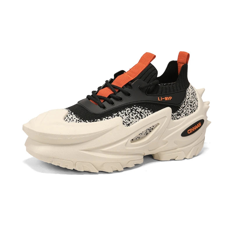 Men's Sports Shoes Elastic Thick-Soled Anti-Slip Outdoor Fitness Shoes Versatile Daily Wear Casual Street Fashion Walking Shoes