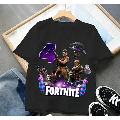 Detské narodeninové tričko Fortnite s číslom pre dievčatá a chlapcov, letné detské bavlnené tričko s krátkym rukávom na párty, darček pre batoľa