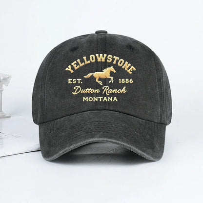 1pc Yellowstone Horse Print Washed Baseball Caps for Women Men Lightweight,Breathable,Adjustable Casual Wear Camping Yellowstone