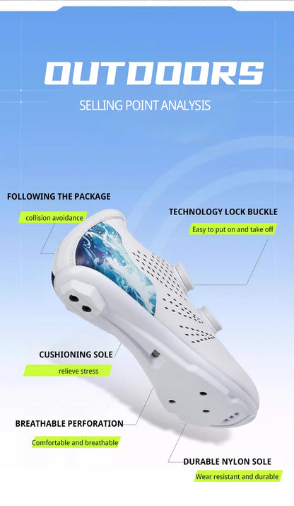 Professional Men's Road Cycling Sneakers, Bike Shoes with SPD MTB Sole, Flat Racing Speed Trail Mountain Bicycle Footwear, Pedal Sports