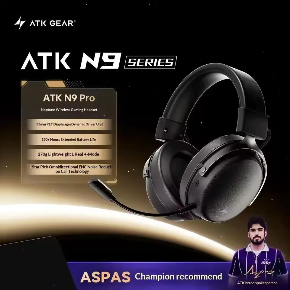 ATK Neptune N9 eSports Gaming Wireless Headset Four Modes Head Mounted Noise Cancelling Microphone Low Latency Gaming Headphones