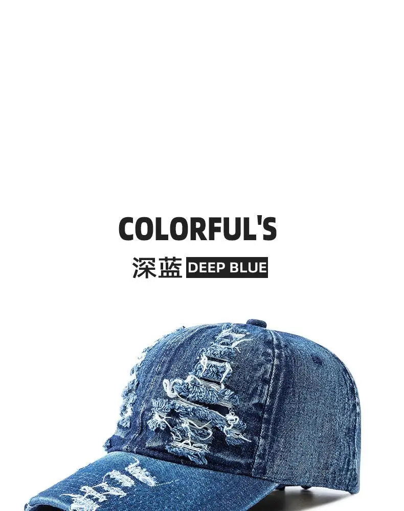 Vasket denim-baseballkasket til kvinder og mænd, solbeskyttende, åndbar forårs- og sommerhat, vintage snapback-kasket til kvinder