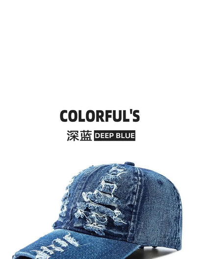 Vasket denim-baseballkasket til kvinder og mænd, solbeskyttende, åndbar forårs- og sommerhat, vintage snapback-kasket til kvinder