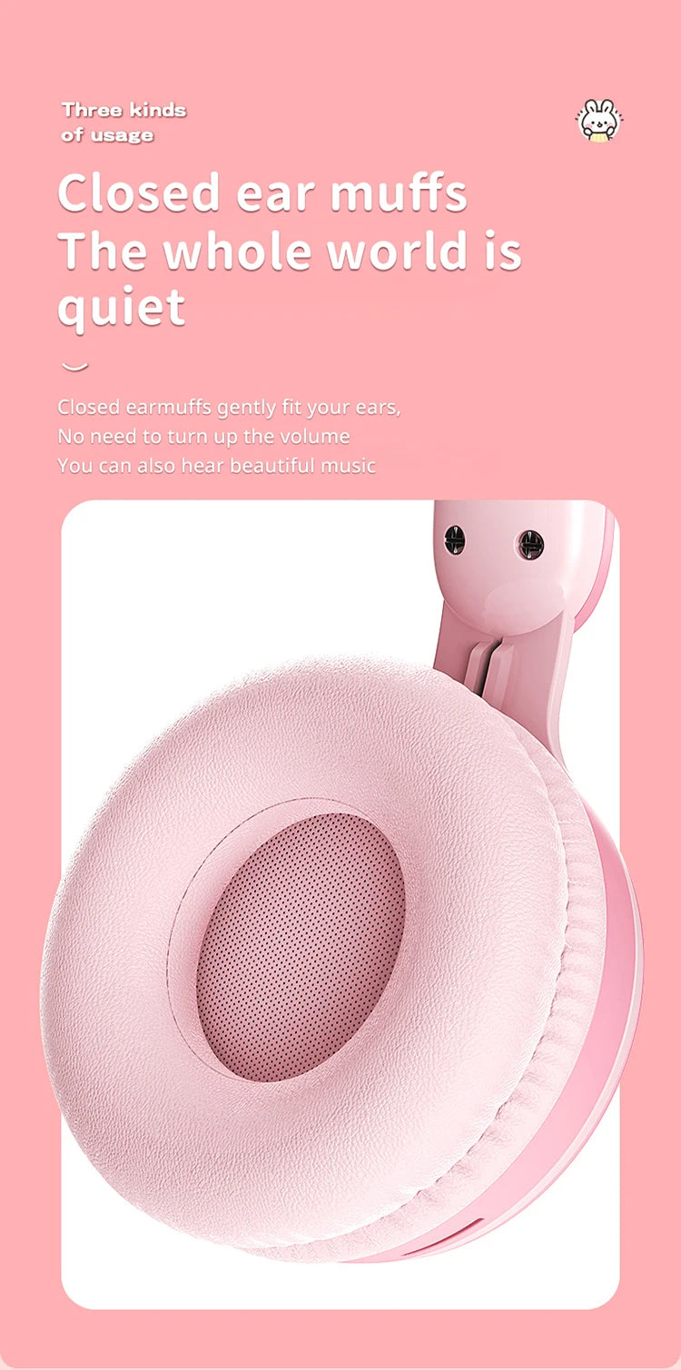 Glow Unicorn Headphones | Bunny Ear Bluetooth Headset with  Mic & TF Slot | Wireless Over-Ear LED