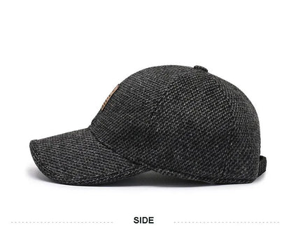 Baseball Cap Woolen Knitted Winter Ear Cover Baseball Cap Men Thicken Warm Hats with Earflaps Sport Golf Hats Snapback