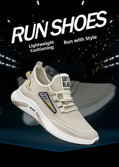 Hot Sale of the Season New Men's Running Shoes Breathable Lightweight Knitted Lace-Up Sports Sneakers Fashionable Korean Style