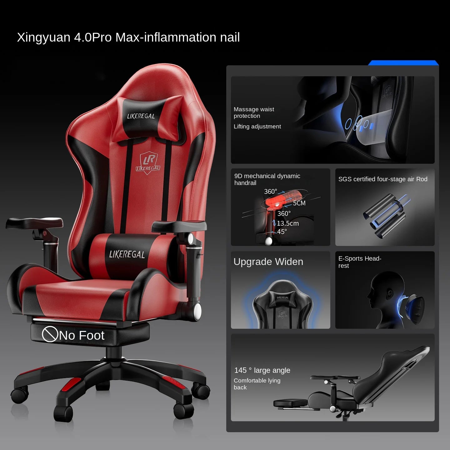 New Gaming Chair 9D Mechanical Dynamic Armrests 3D Lumbar Support Wide Seat Ergonomic Chair Gaming  Live Streaming  Swivel Chair