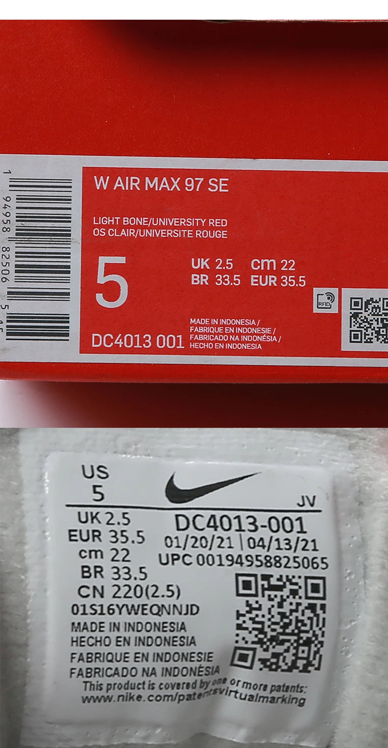 Nike Original AIR MAX 97 Damen-Low-Top-Sportschuhe mit Air-Dämpfung DC4013-001
