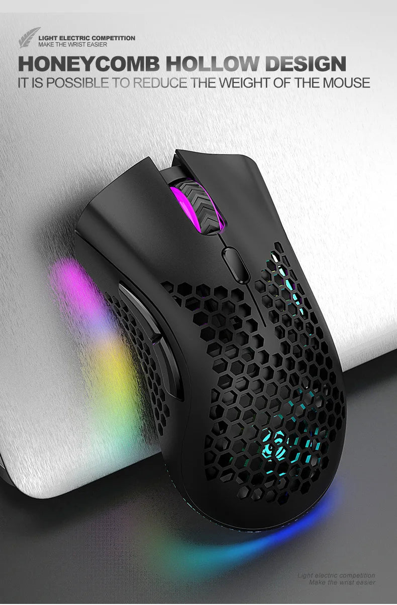 BM600 Rechargeable USB 2.4G Wireless RGB Light Honeycomb Gaming Mouse Desktop PC Computers Notebook Laptop Mice Mause Gamer