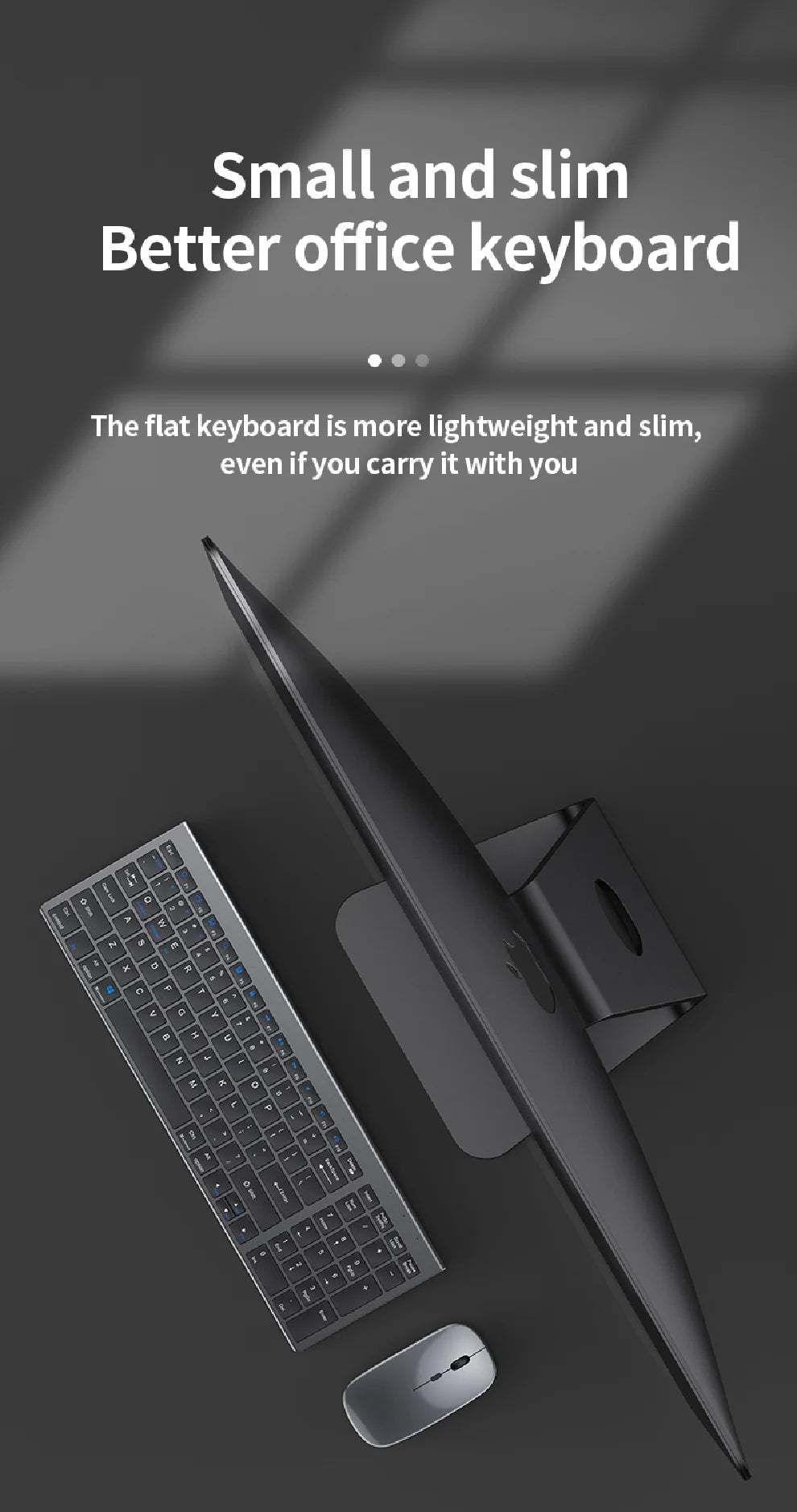 JOMAA Bluetooth&2.4G USB Keyboard and Mouse Set for Laptop Computer ipad Rechargeable Wireless Keyboard and Mouse Combo Slient