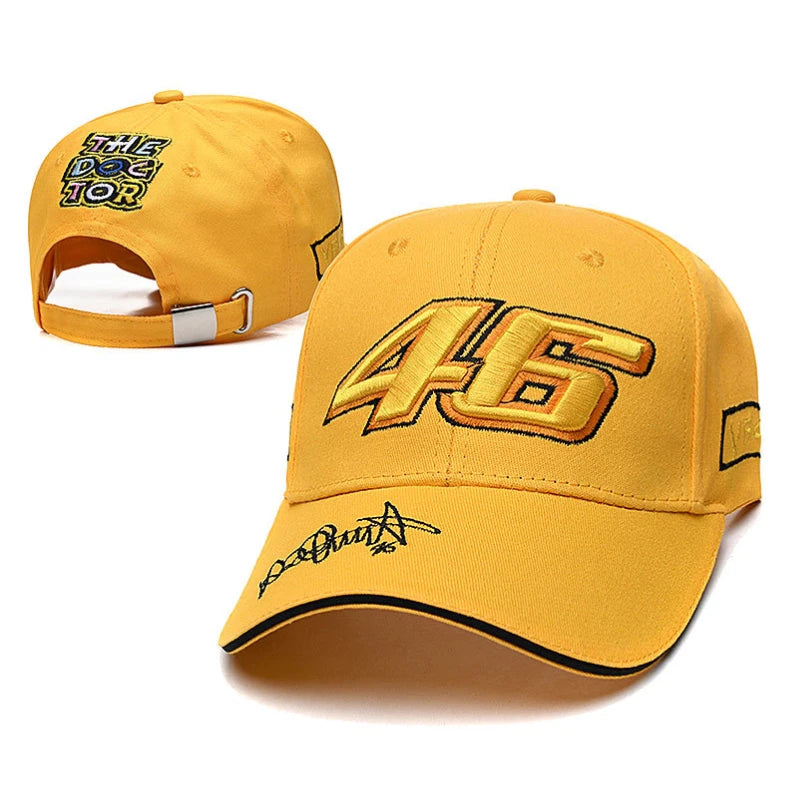 Unisex Hip Hop Letter Baseball Cap Adjustable No.46 F1 Racing Motorcycle Design Outdoor Sports Casual Sun Protection Hat for Men