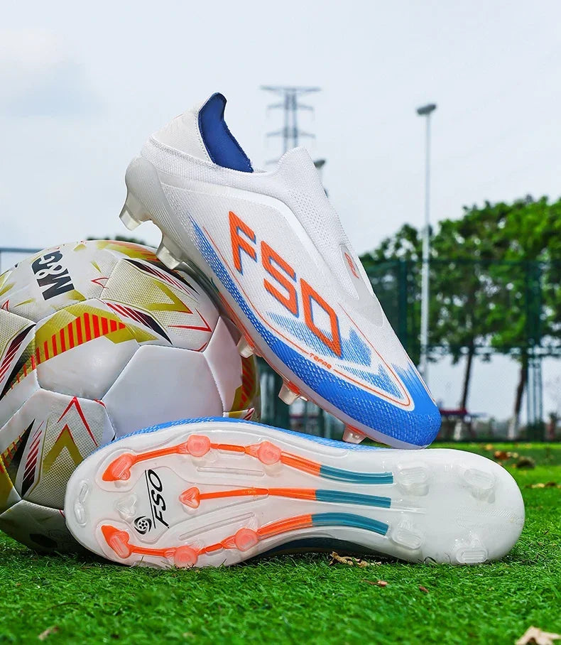 Botas de fútbol para hombre, tacos para césped, alta calidad para partido al aire libre, calzado antideslizante para niños, modelo de caña alta ligero muy vendido