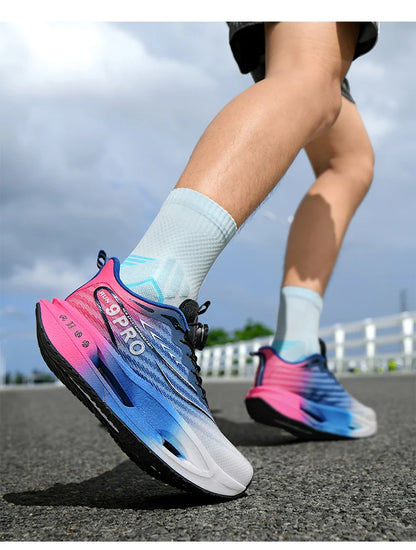 Unisex Performance Carbon Plate Running Shoes Wide Fit Non-Slip Breathable Racing Sports Sneakers for Men Women Workout Marathon
