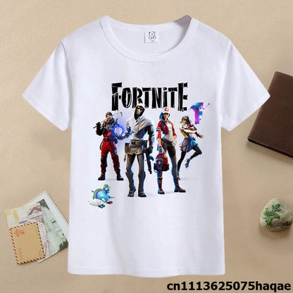 Summer Fortnite Children T-shirt Cartoon Game Figure Printed T-shirt Boys Casual Sports T-shirt Short Sleeves Kids Clothing