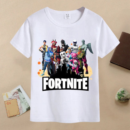 Summer Fortnite Children T-shirt Cartoon Game Figure Printed T-shirt Boys Casual Sports T-shirt Short Sleeves Kids Clothing