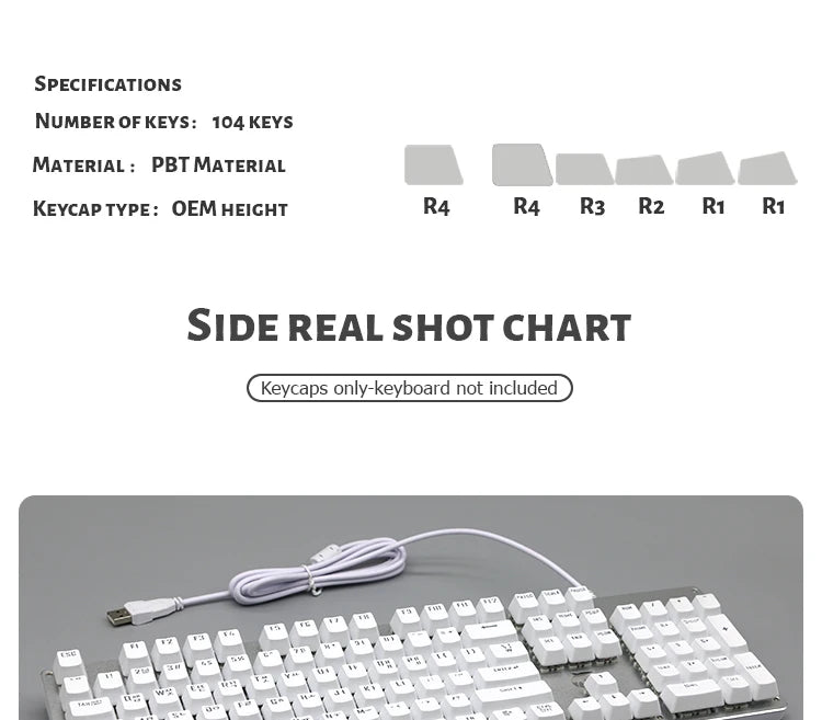 104 Keys Korean French Russian Spanish German Backlit Keycaps For Mx Switch Mechanical Keyboard OEM Profile ABS Key Caps DIY