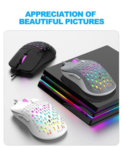 OnePlus G701 Wired 6 Keys Mouse Honeycomb Perforated Colorful Lighting Gaming And Office For Microsoft Windows Apple IOS System
