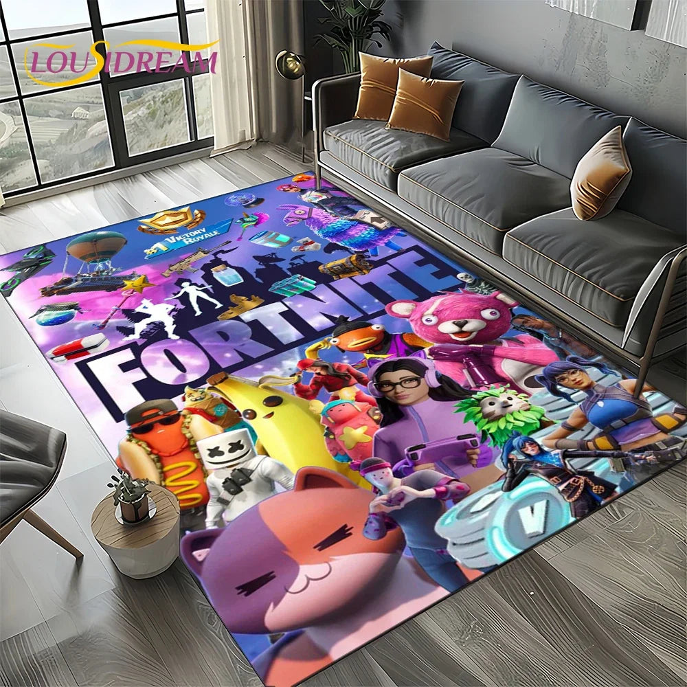 2025 New Style Fortnite-e Cartoon Rug Carpet for Living Room Bedroom Decor, Floor Mat Non-slip Decoration for Sofa Doormat Kids