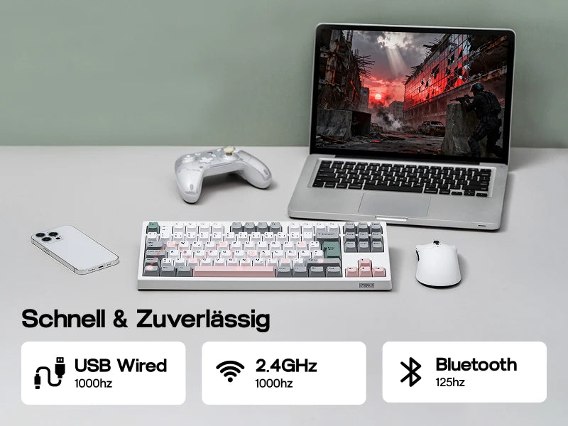 EPOMAKER TH87 ISO-DE Tenkeyless TKL Layout Gasket Wired/Bluetooth/2.4 GHz Wireless Mechanical Keyboard with RGB Backlight