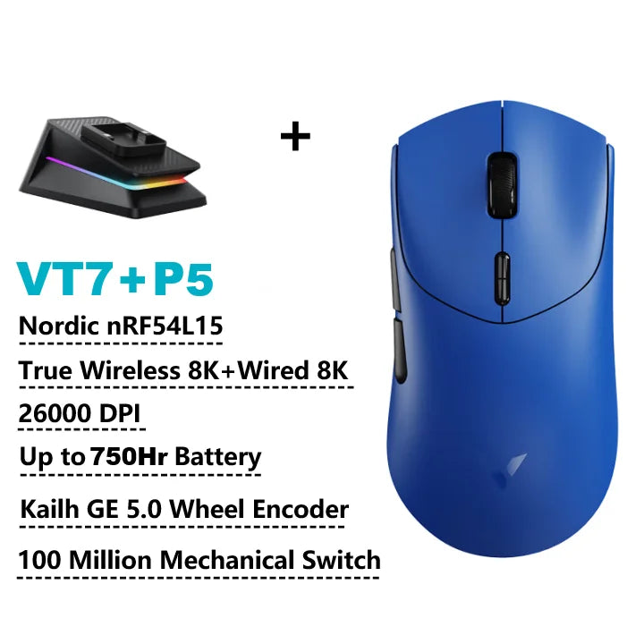 Rapoo GEN-2 VT7 Wireless Gaming Mouse 8K Wireless Polling Rate 53g Lightweight 100-Million Mechanical Switch Macro Enabled