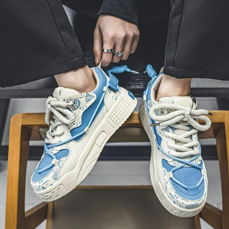 Fashion Skate Shoes Men's Sneakers Breathable Running Shoes Outdoor Mesh Casual Shoes Men's Lace-Up Vulcanized Shoes Zapatillas