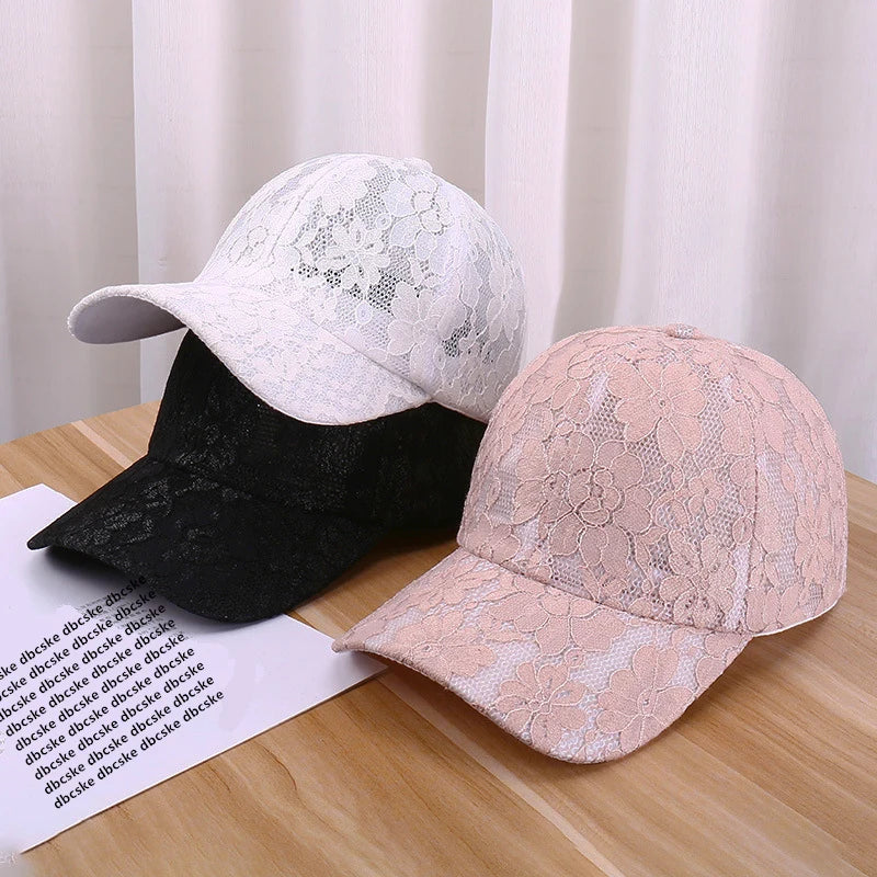 Princess-tyylinen pitsikirjailtu verkkokukka-kevät- ja kesämallinen naisten baseball-lippis, hengittävä naisten snapback-lippis, nuorille tytöille, BQ091