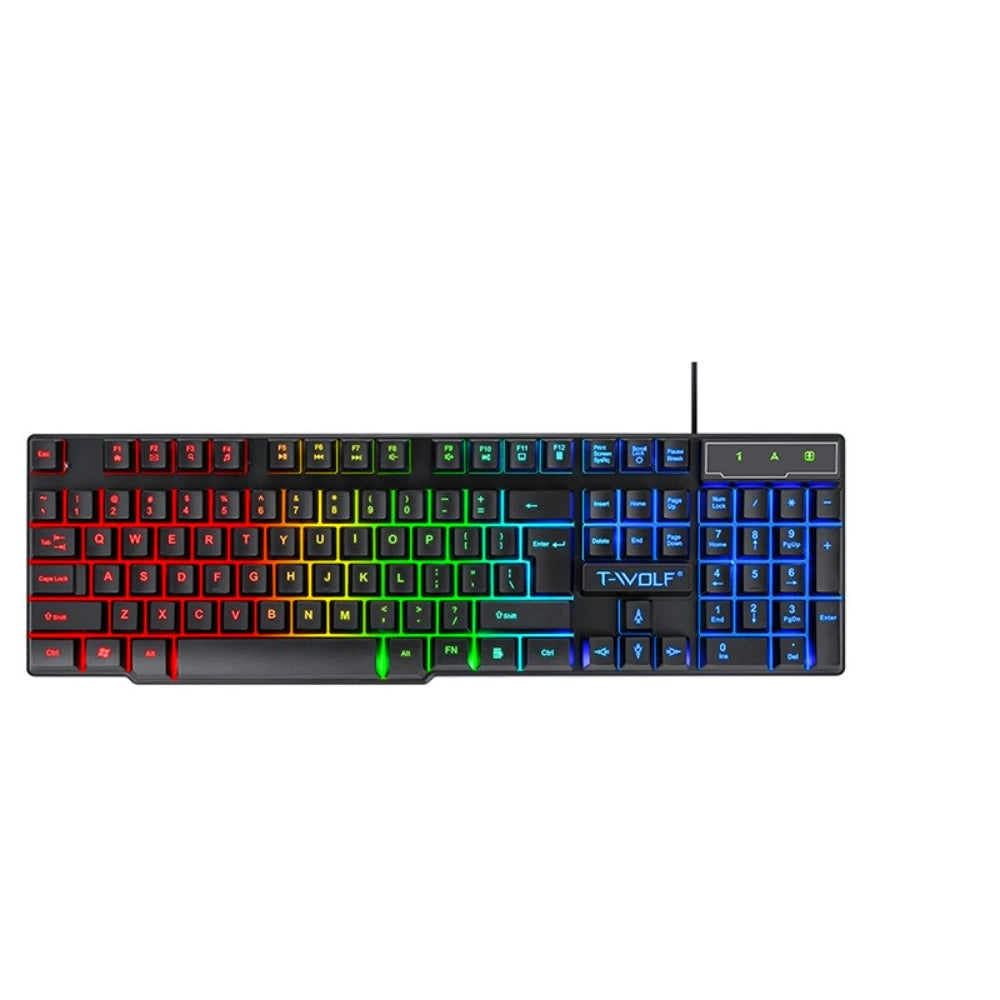 Spanish Keyboard with Spanish Layout Russian Arabic Keyboard Mouse Kit 100% Keyboard ISO Color Backlight Wired Gaming Office T20