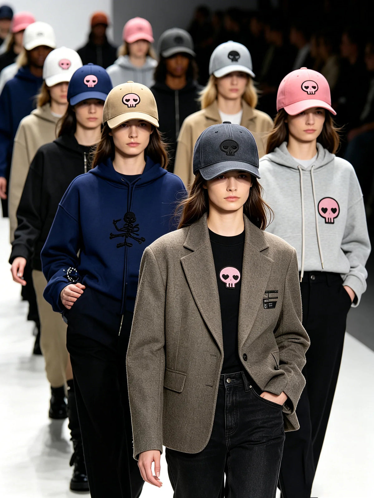 Retro stiliaus išplauta, susidėvėjusi beisbolo kepurė su išsiuvinėtu kaukolės motyvu, „Dad Hat“ stiliaus, vyrams ir moterims, kasdieninė, reguliuojama, lauko kepurė nuo saulės 260617