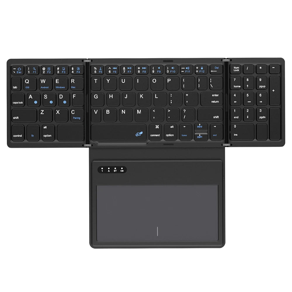 BOW Foladable Bluetooth Keyboard with Touchpad Pocket Folding Keyboard for Laptop Phone Tablet  Wireless Rechargeable Keyboard