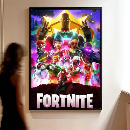 F-FORTNITES-ES Online Game Poster Stickers Art Print Retro Vintage Wall Decor HD Living Room Home Office Gift Occasion