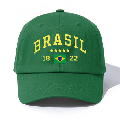1pc BRASIL Print Baseball Cap for Adults,Minimalist Retro Style Casual Soft Adjustable Dad Hat,Perfect As Gift