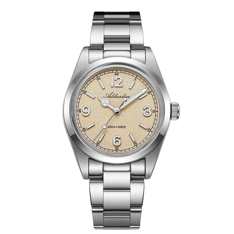 ADDIESDIVE 36mm Bestseller-Herrenuhr AD2518 mit gewölbtem Spiegelglas, 316L-Edelstahl, Herrenuhr, 100m wasserdichte Quarzuhr